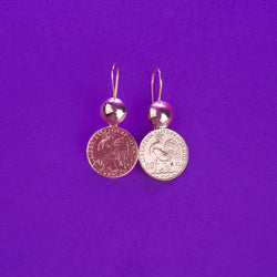 boucles d'oreilles louis du coq, modèle beldi en argent plaqué or